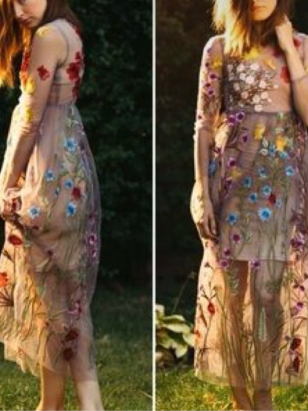Blueoxy embroidered sheer floral dress size M/L - Picture 6 of 16